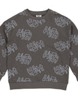 Sweater met all over print | AOP Grey Text