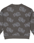 Sweater met all over print | AOP Grey Text