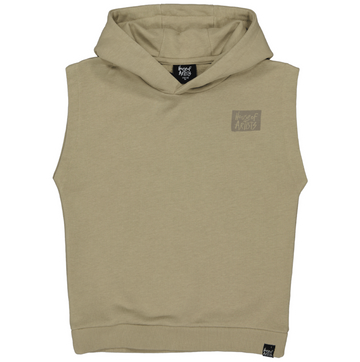 HOODED SWEATER SLEEVLESS | Taupe