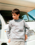 Sweater met all over print | AOP Grey Text