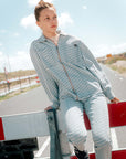 Overshirt denim met allover print | AOP White Text
